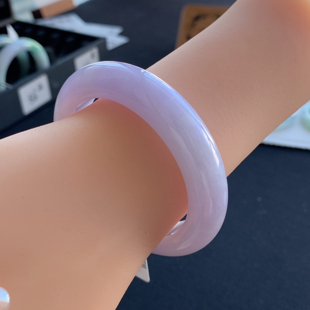 翡翠未镶嵌手镯53正圈紫