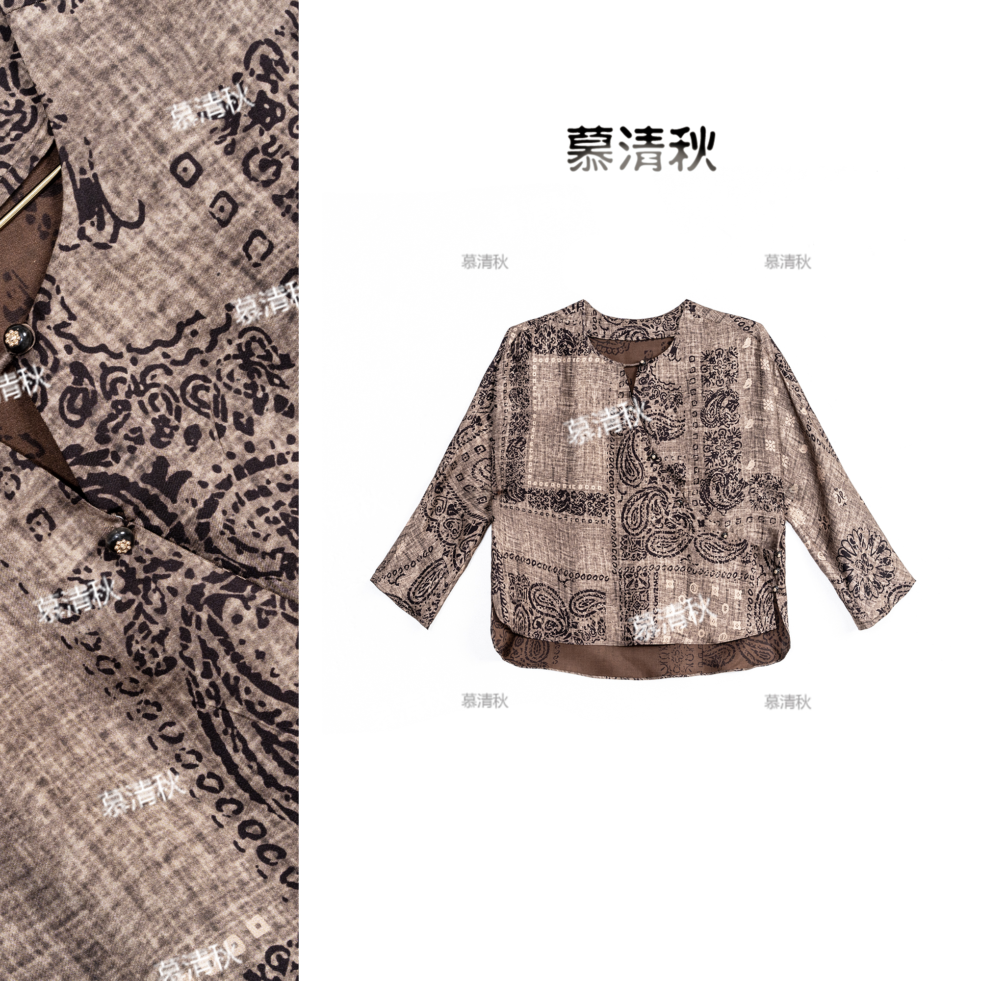 2025新款新中式 腰果花长袖小衫-XT-826