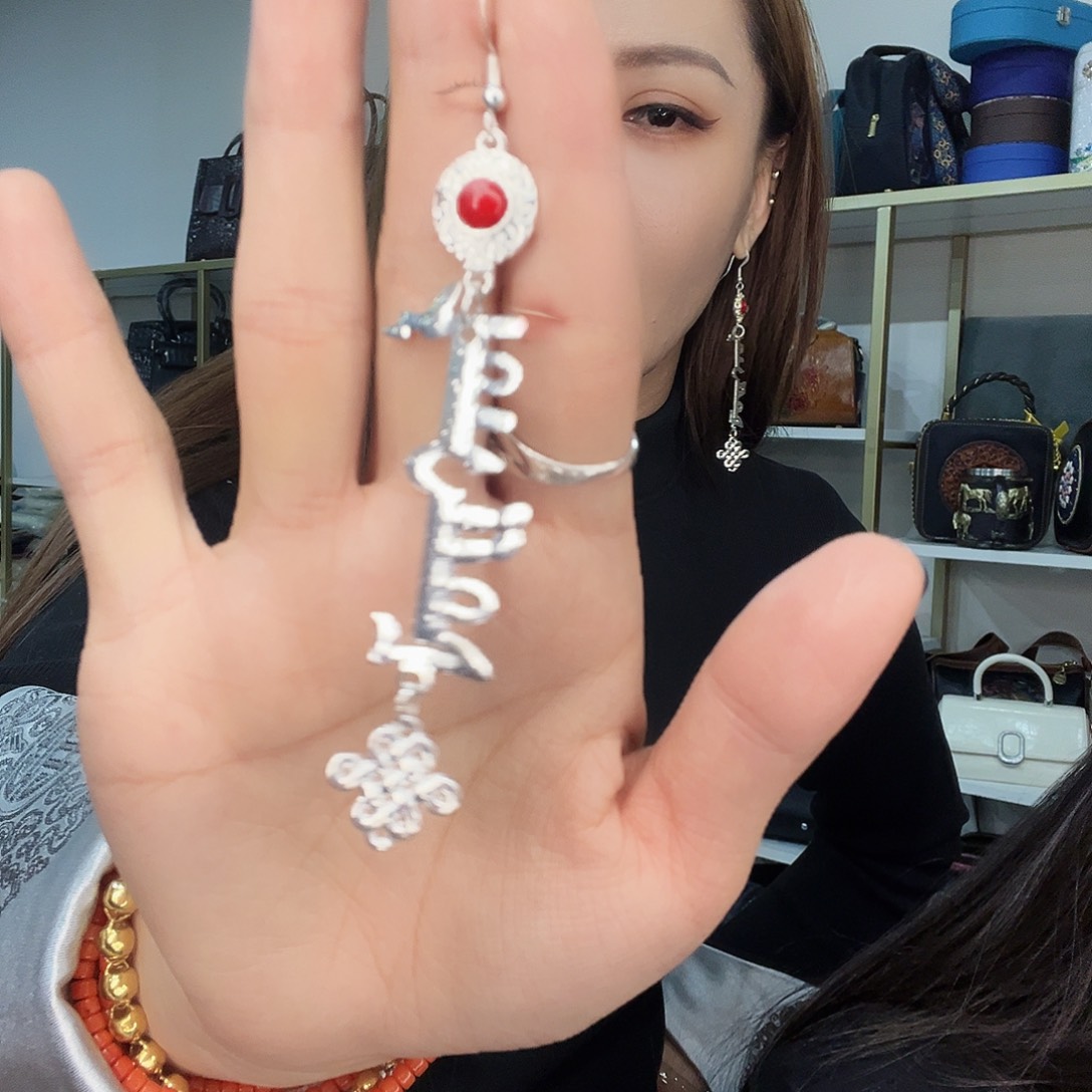 锆石纯铜合金蒙古元素耳环