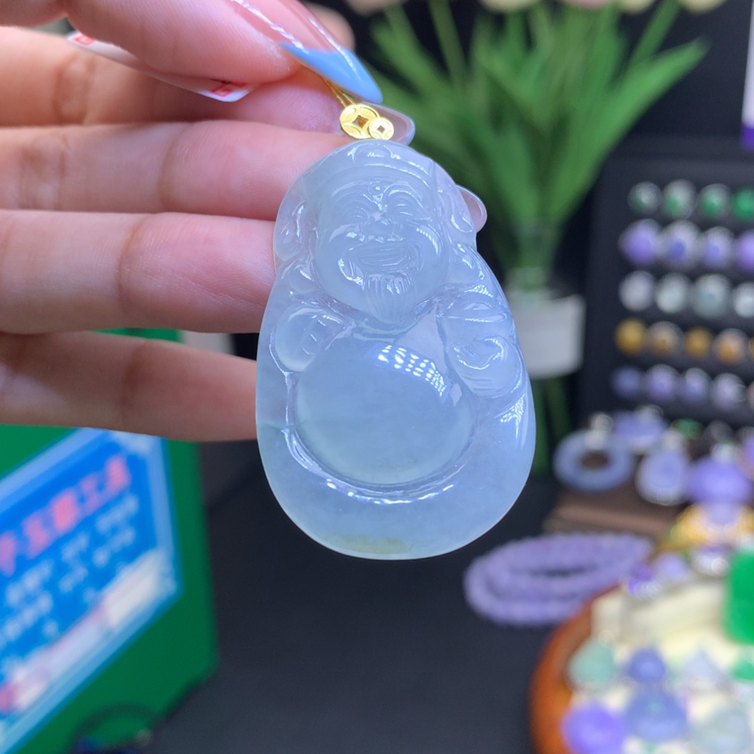 翡翠18K金镶嵌颈饰天然