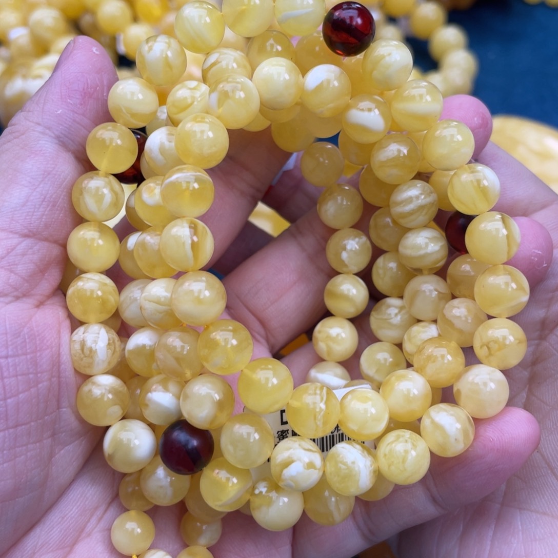 琥珀裸石未镶嵌琥珀蜜蜡108多圈9m m