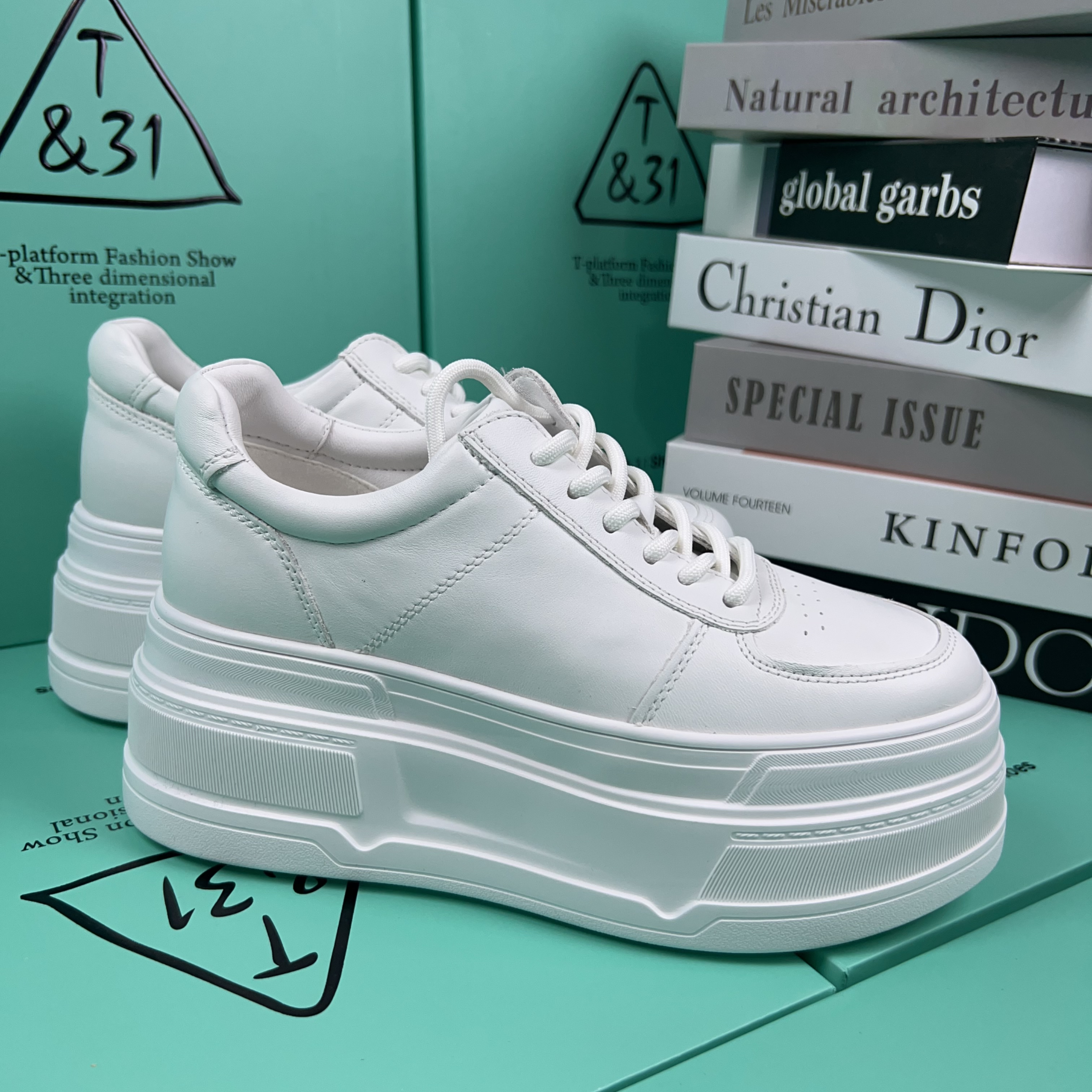 T31正品女鞋2025春季新款厚底休闲鞋松糕底增高小白鞋超轻增高8cm