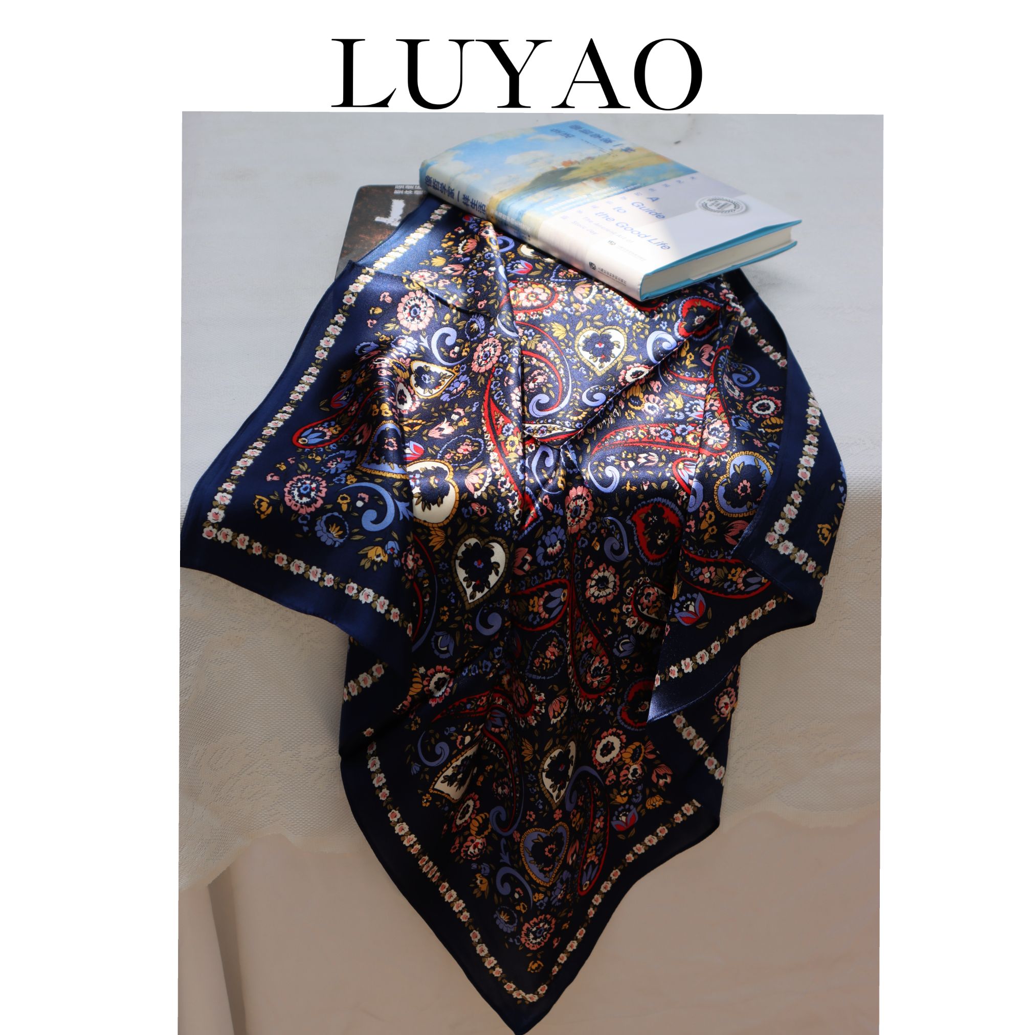 潮流花纹民族风双面丝巾