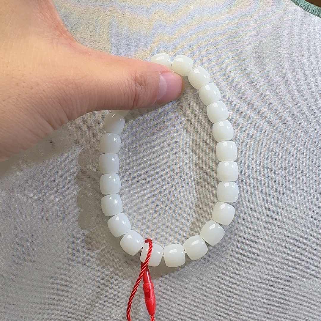 和田玉颈饰未镶嵌米达8mm直切高白