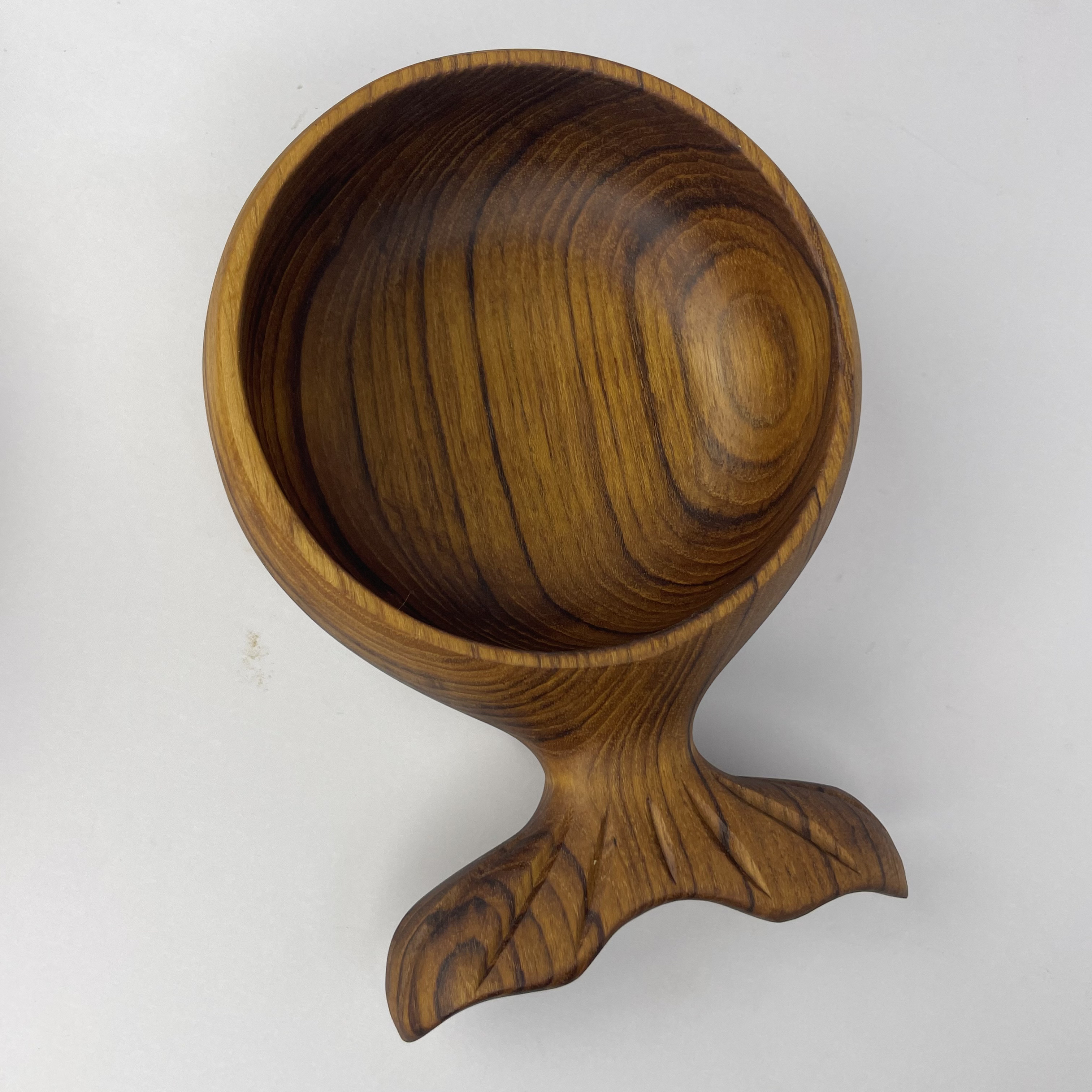 缅甸瓦城柚木，整木水果沙拉碗家用餐具鱼尾碗，尺寸：18×12.5×5.5