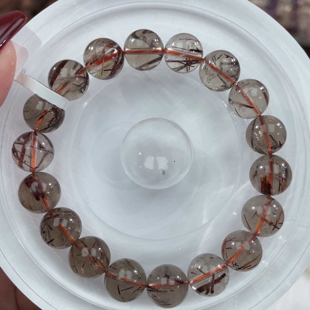 紫晶手串未镶嵌003铜发晶水晶11m+