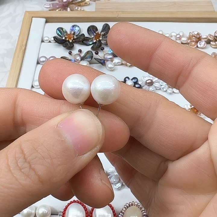 淡水珍珠耳饰银S925镶嵌