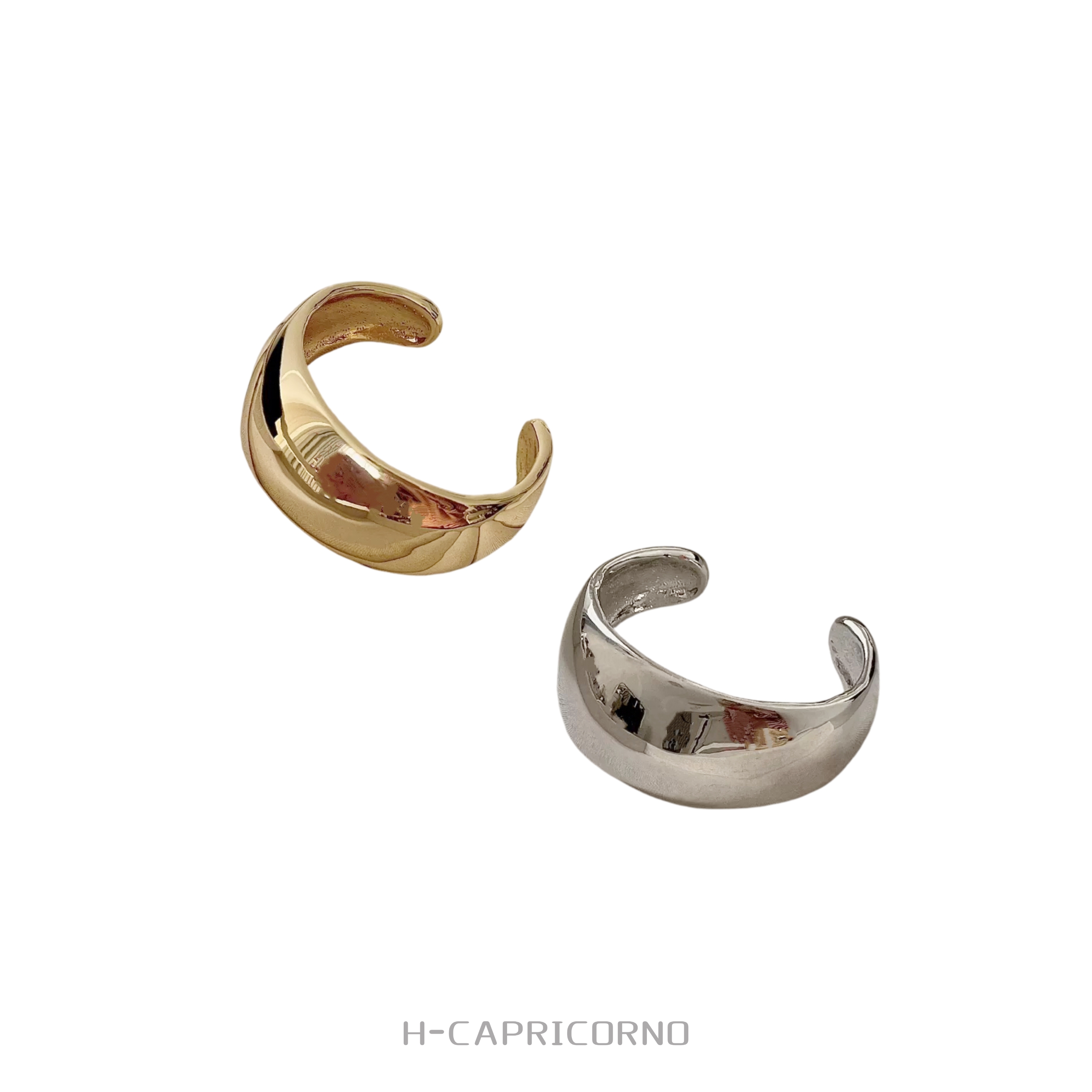合金手镯 H-CAPRICORNO设计款法式手镯开口宽版弧形亮面镯子手环