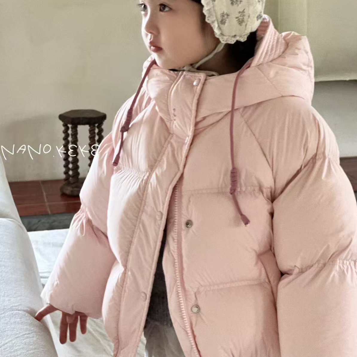 （默认微瑕，No退No换）短款纯色公主风冬季休闲百搭连帽女童