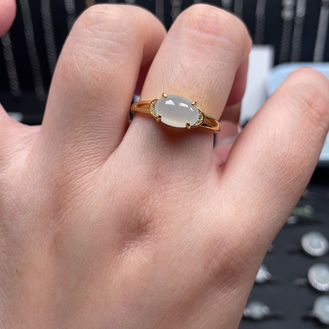 翡翠戒指银S925镶嵌戒指