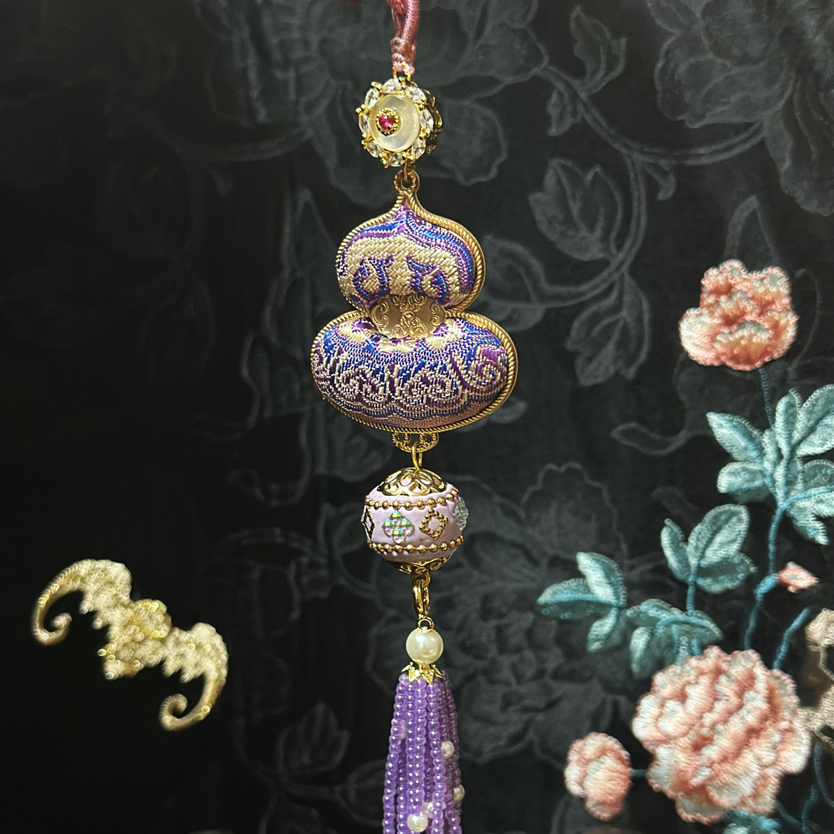非金属涤纶项链 手工宋锦葫芦项链