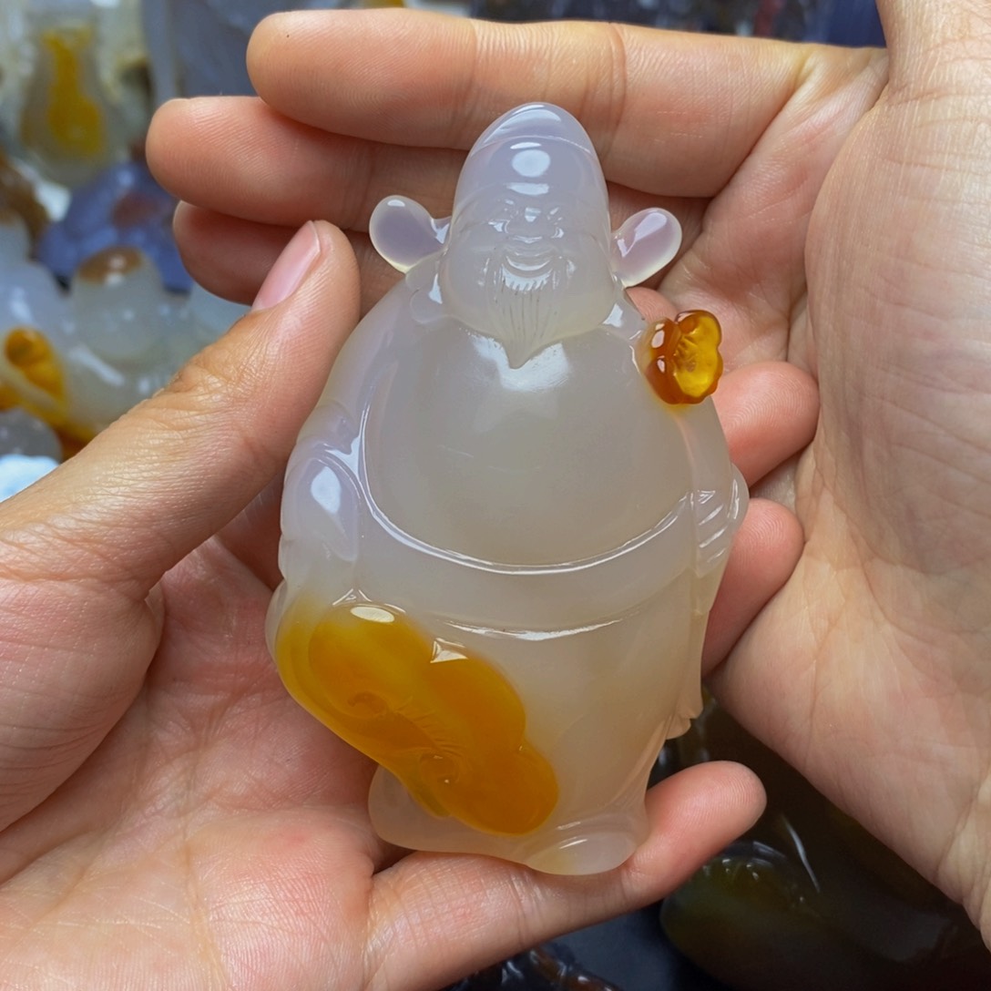 玛瑙/玉髓手把件未镶嵌凸*