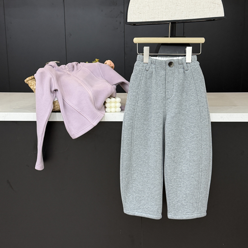 【现货】leomama女童弯刀裤宽松加绒卫裤25秋冬新儿童洋气百搭裤子