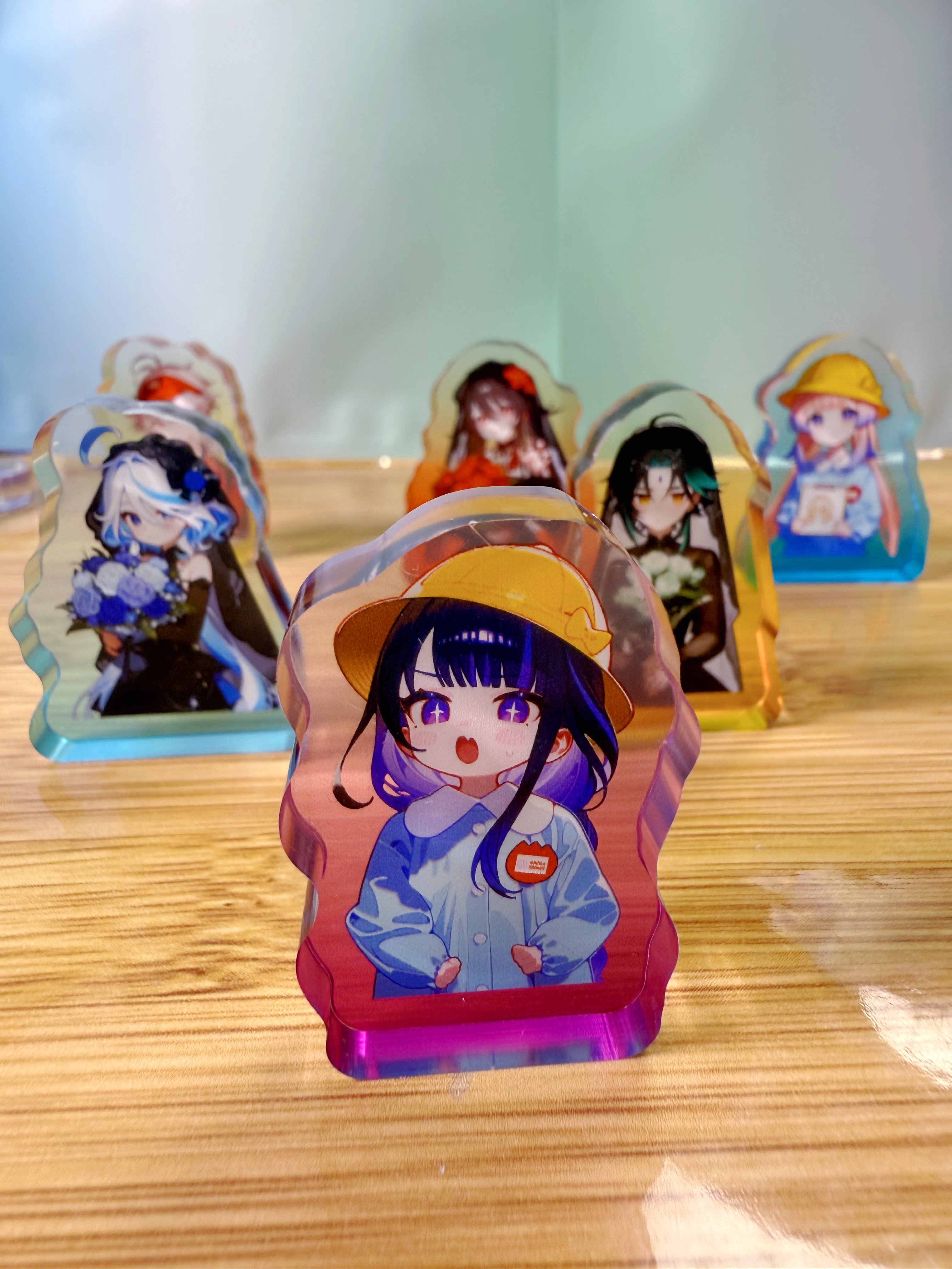 原神二创渐变彩透迷你小立牌高4厘米厚8毫米