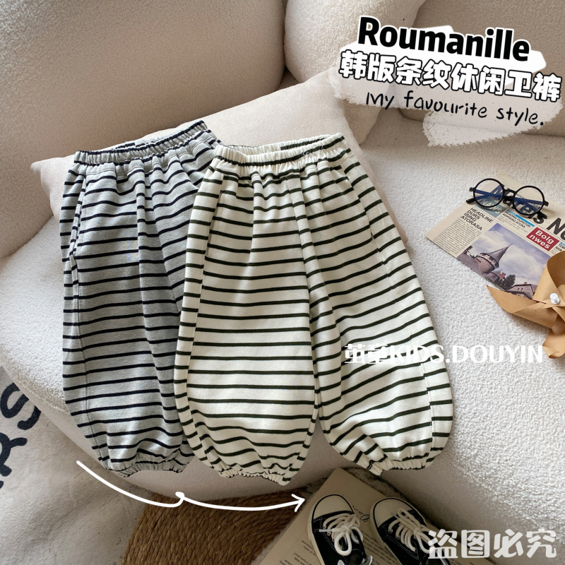 【麦麦妈】C211春秋中小童条纹休闲卫裤春季新品男女宝宝百搭长裤