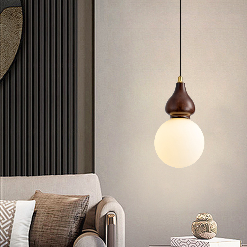 中式实木吊灯 楼梯吊灯 客厅餐厅过道走廊餐吊灯木艺ym-6311