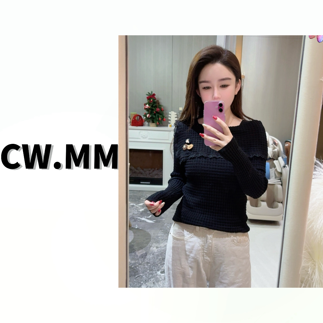 CW.MM【心动符号】 纯欲风时尚设计感保暖大领显瘦毛衣上衣