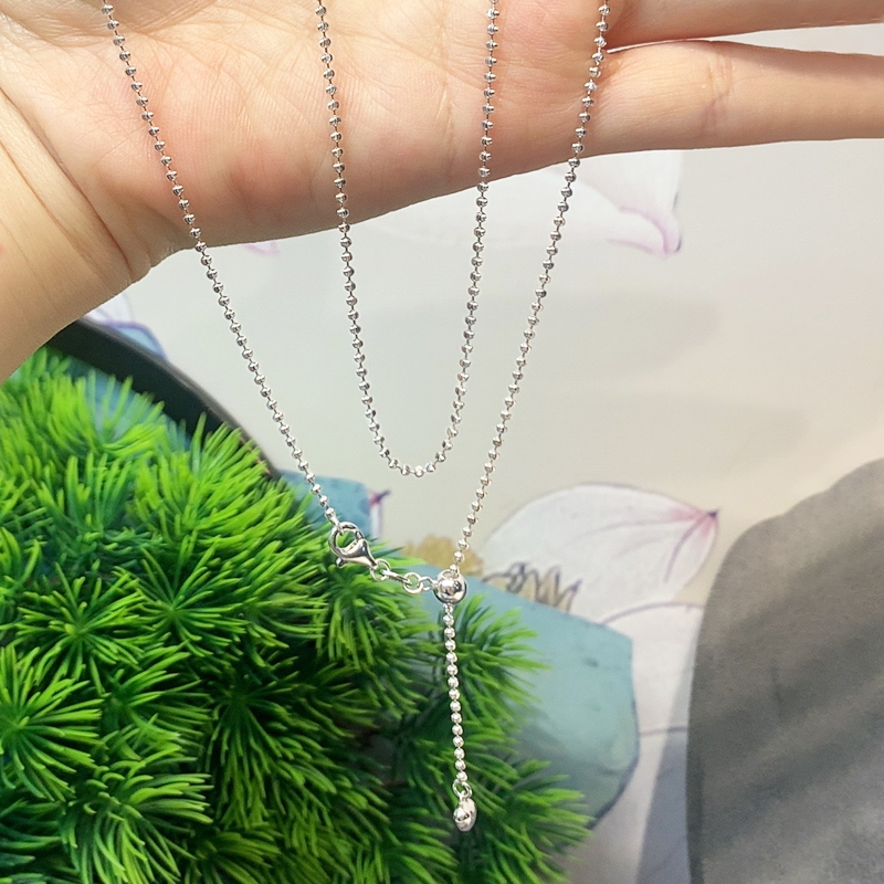 链子925银 S925银车圆珠项链素链时尚百搭
