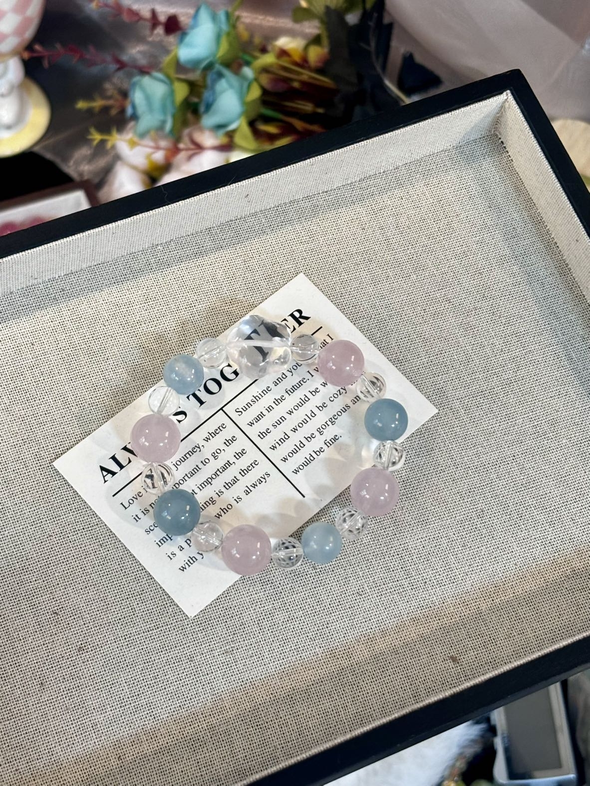 【少女星】天然水晶粉晶海蓝宝设计款手串单圈 多样性发货 发其一