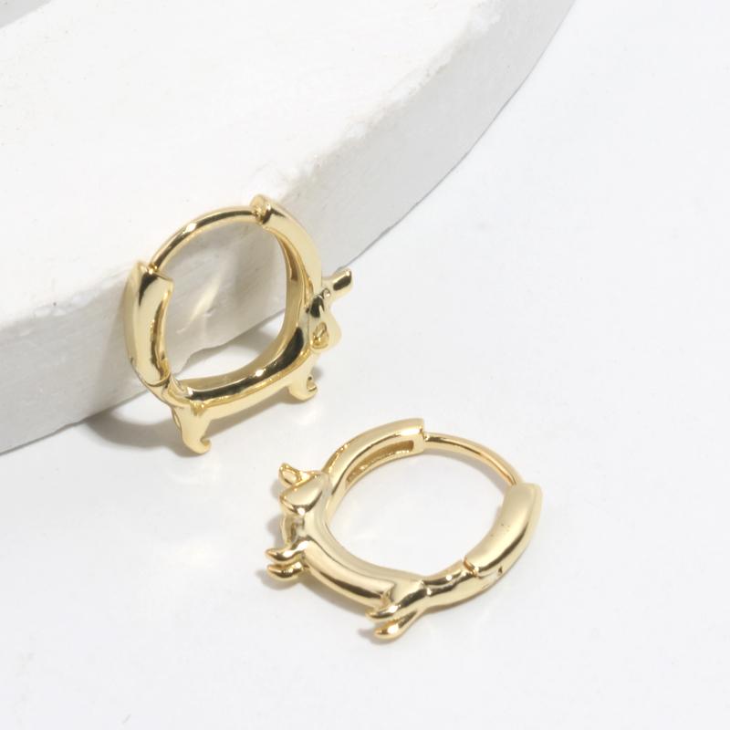 925银耳饰 小狗耳环女设计感个性童趣创意动物耳钉 日常通勤耳环