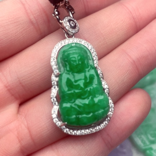 翡翠吊坠(不含链)银S925镶嵌