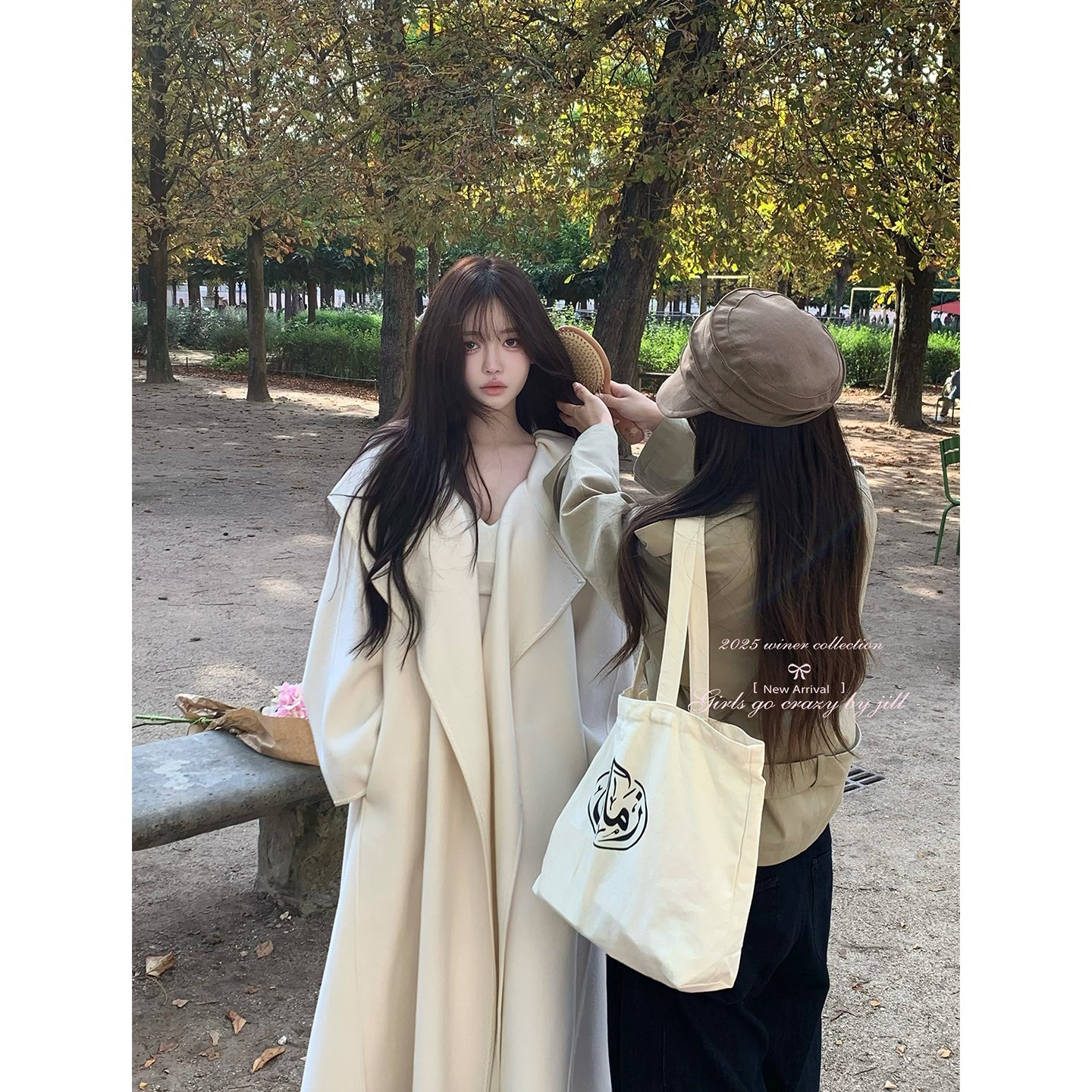 jill大姐姐 我的最爱大衣 手工绣花边系带澳毛重工花苞翻领外套