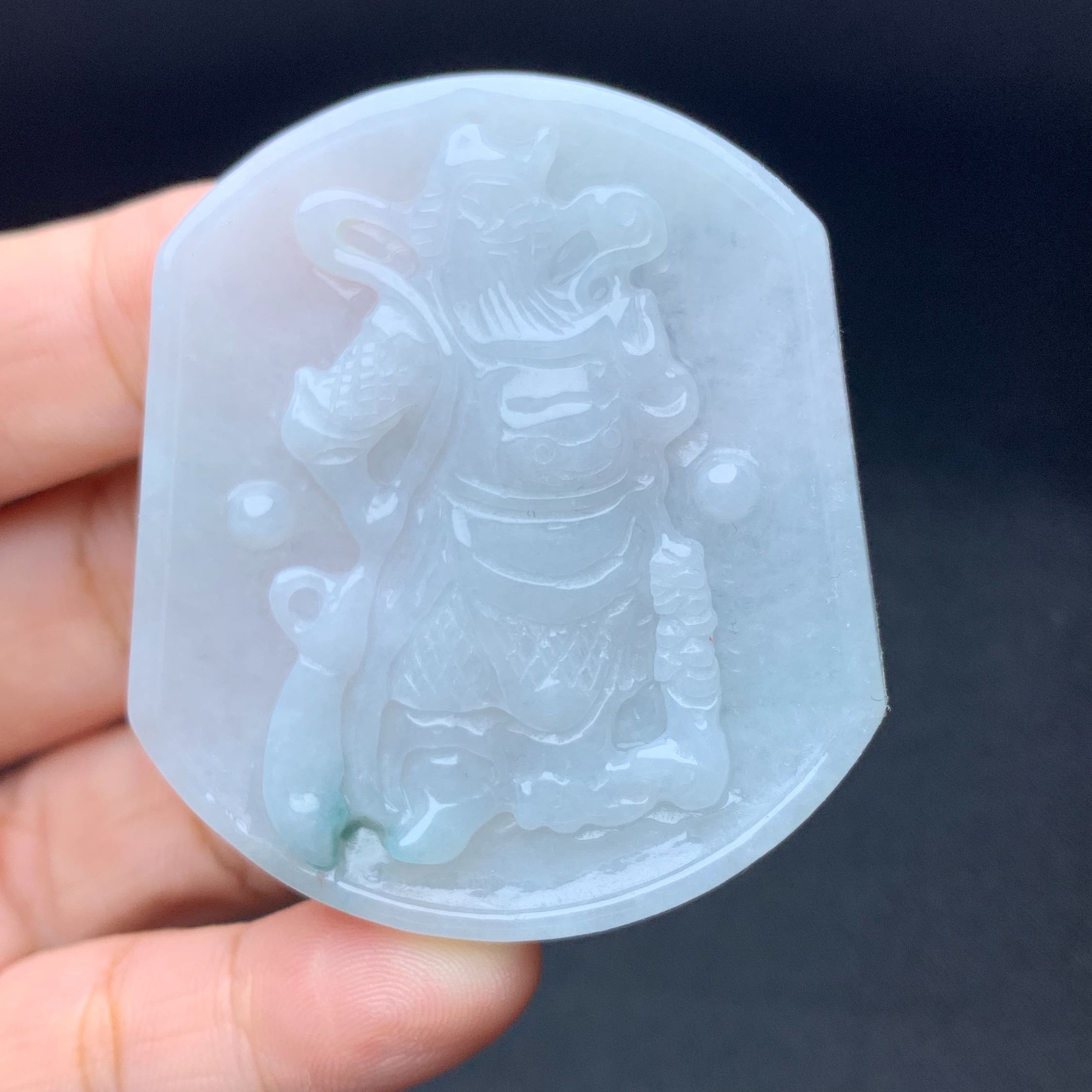 翡翠吊坠天然翡翠飘花关公吊坠正品翡翠关二爷武财神吊坠礼物