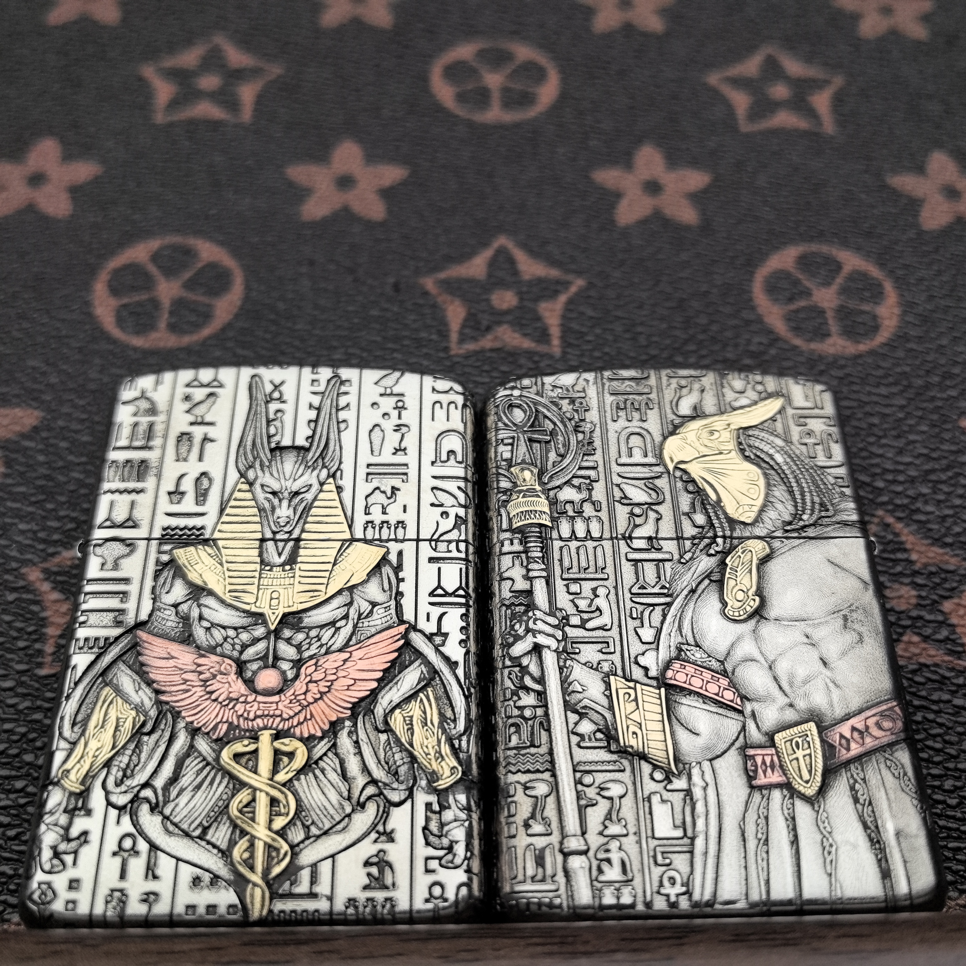 ZORRO2代902S盔甲(阿努比斯)五面浮雕镶嵌打火机[金蝉工作室]