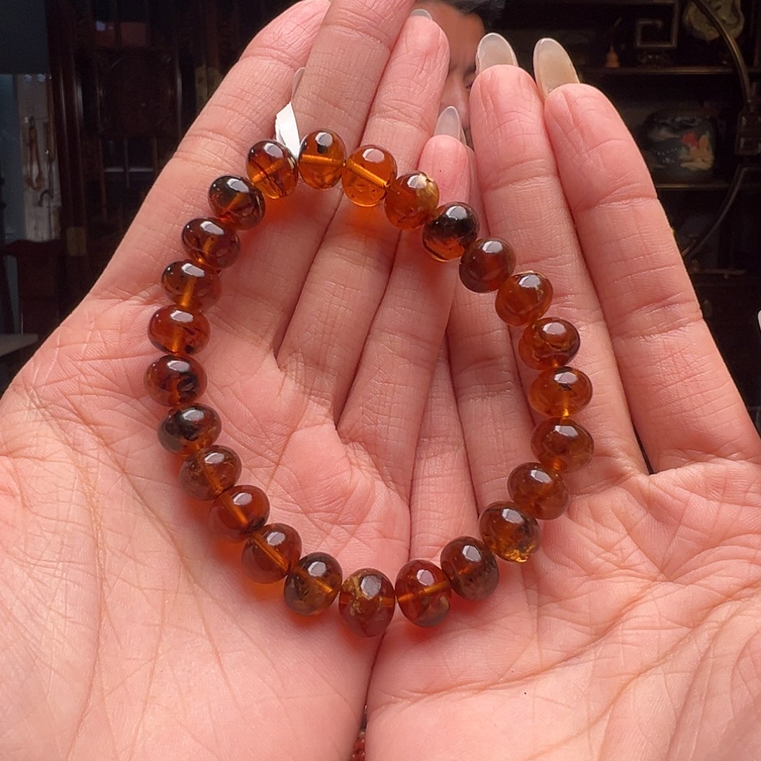 琥珀裸石未镶嵌天**宝抚顺琥珀90006。10mm