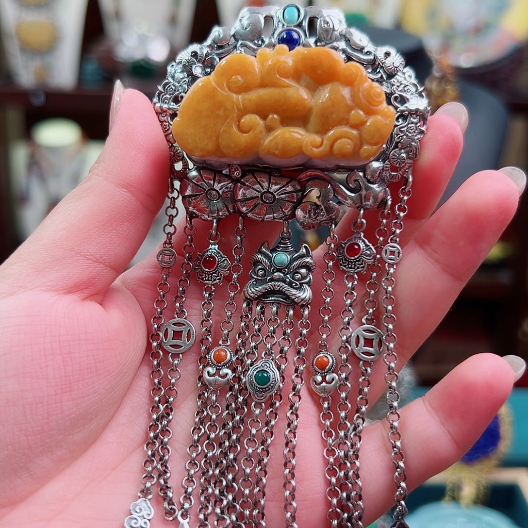 颈饰翡翠银S925镶嵌国风