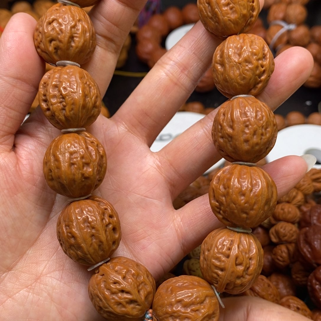 桃核手串陨石纹一道筋