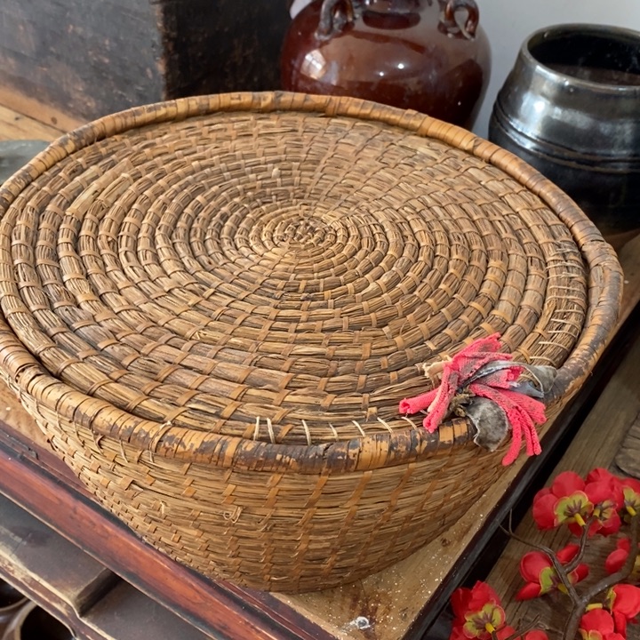 草老茅草编制小收纳，老物件