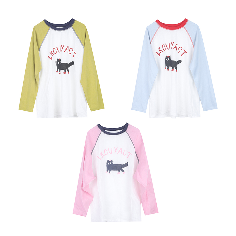 NAVST4.10上新小猫撞色插肩长袖T恤DX250420CT3SS