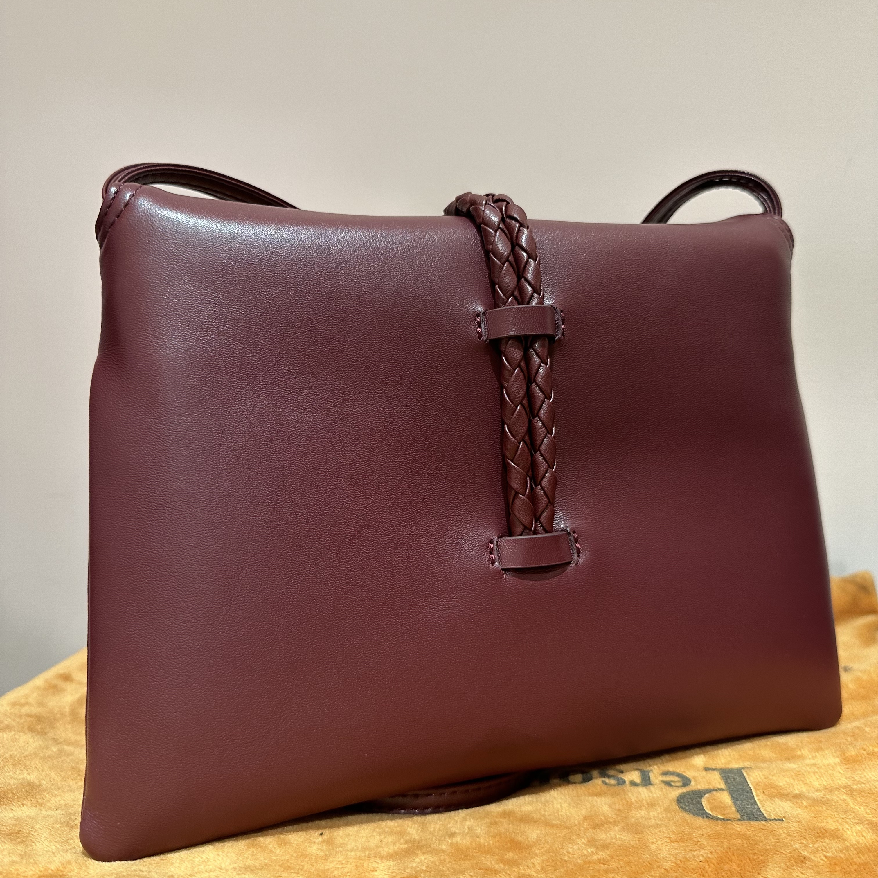 HIRMRIS手工真皮包-27-550875-波尔多酒红   金U折口答小