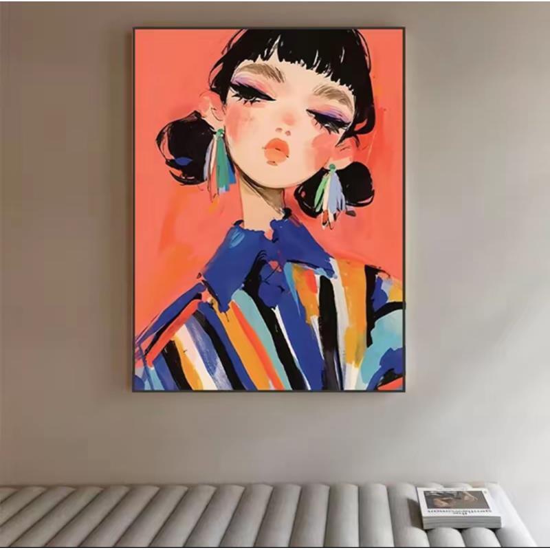 个性少女装饰画客厅餐厅人物挂画玄关卧室文艺墙面背景壁画L13