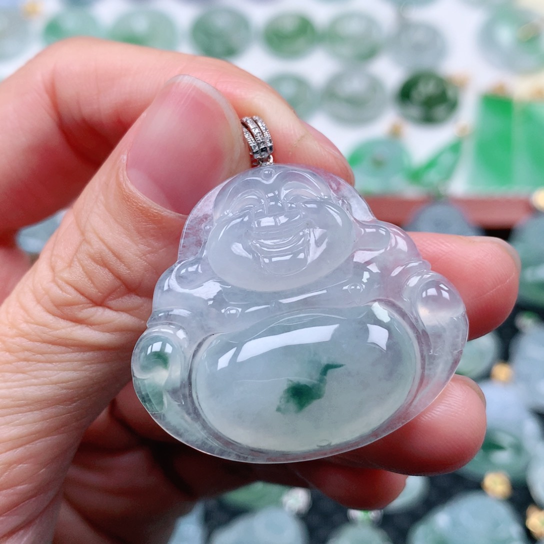 翡翠吊坠(不含链)18K金镶嵌