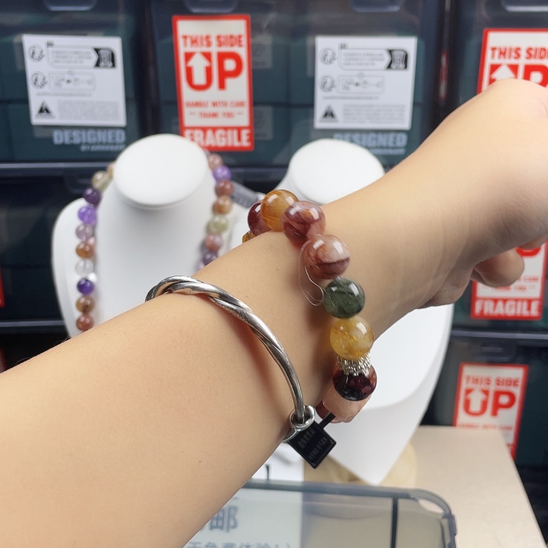 手链银S925镶嵌烟晶