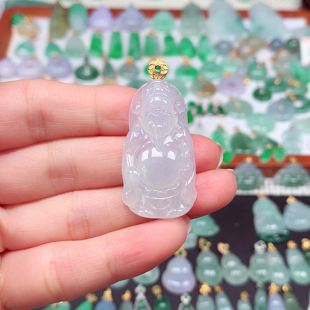 翡翠颈饰18K金镶嵌天然翡翠A货