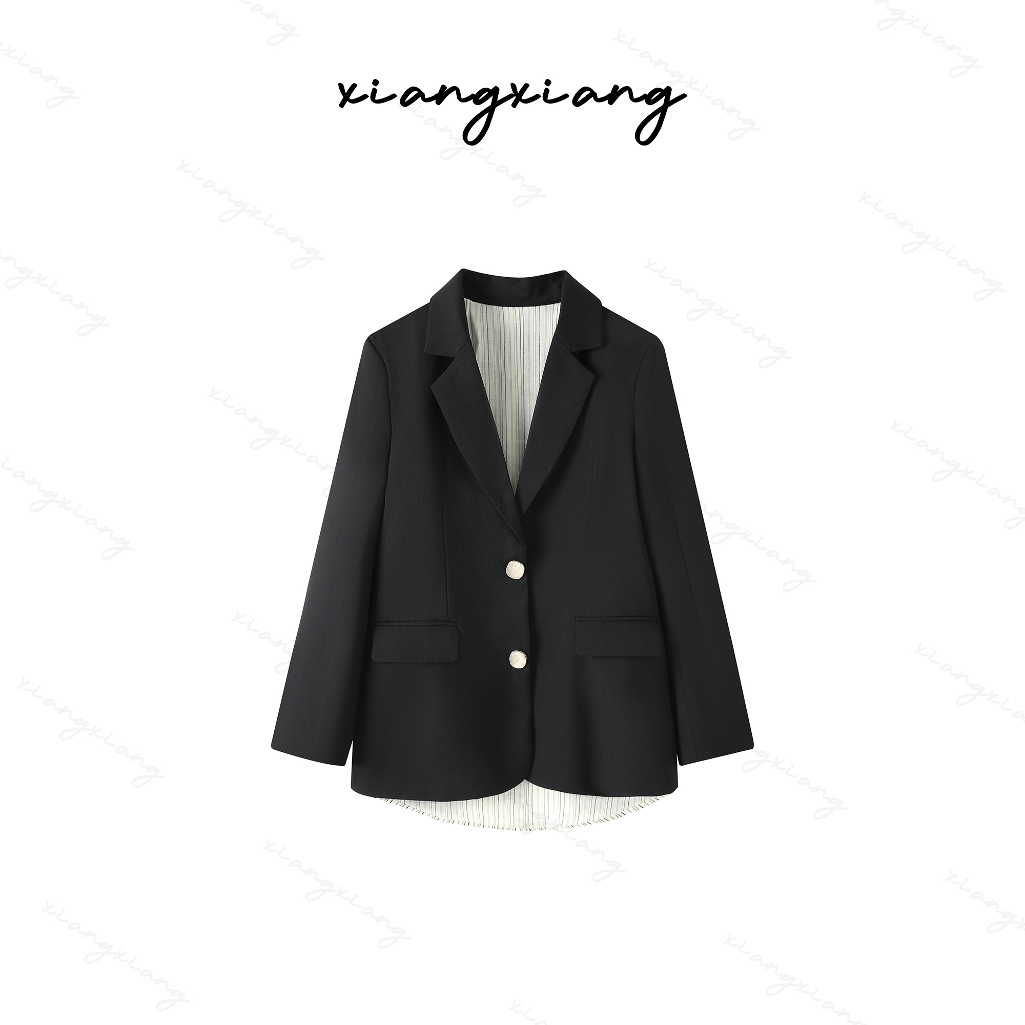 20621设计感假两件西装外套2024新款时尚气质外套