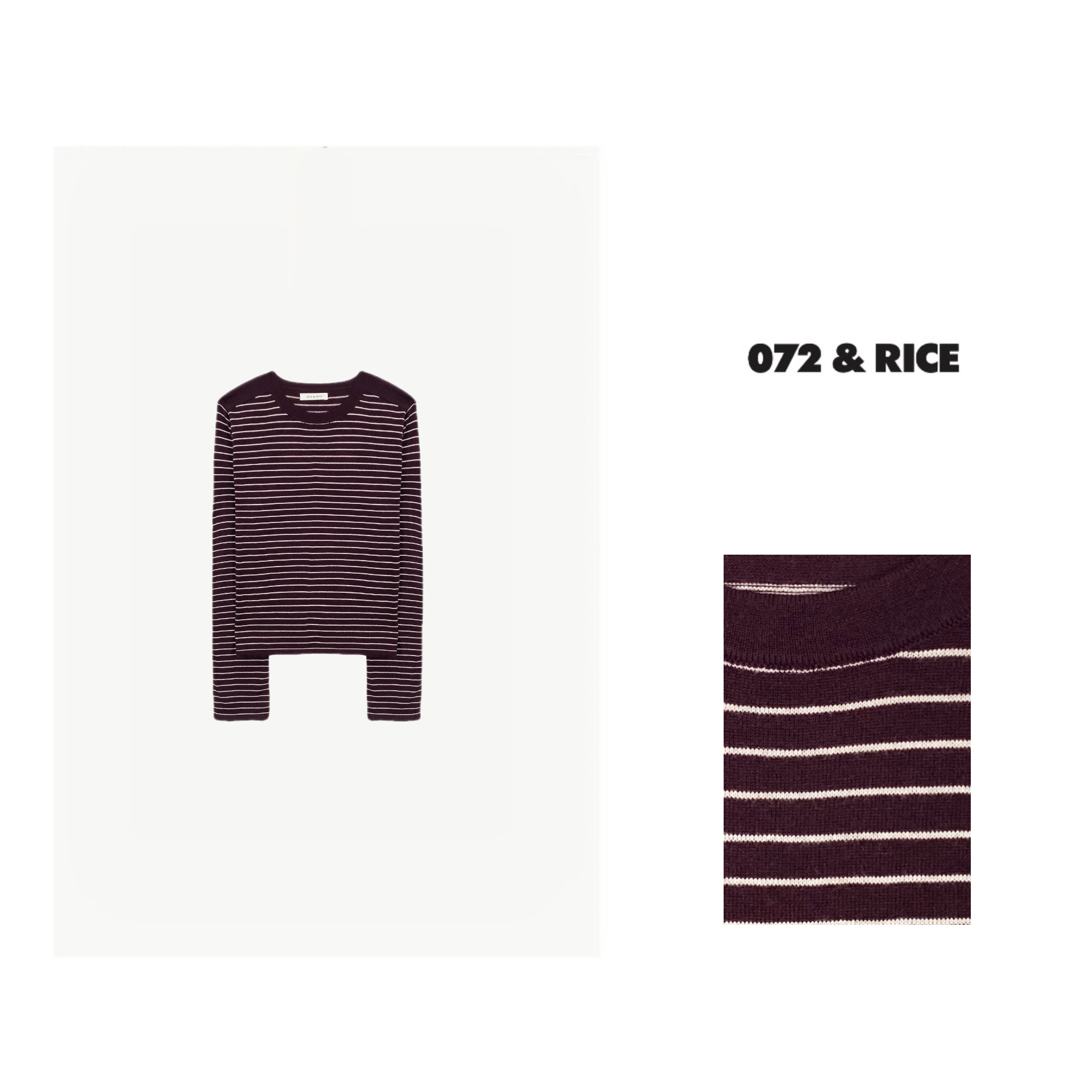 072 & RICE【车厘子】夏季休闲圆领条纹袖针织衫 JH012-Z* FF