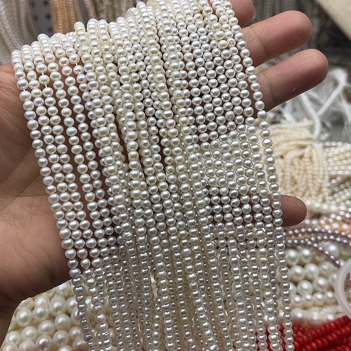 玛瑙/玉髓未镶嵌珠宝半成品一条3.5mm左右极光珍珠