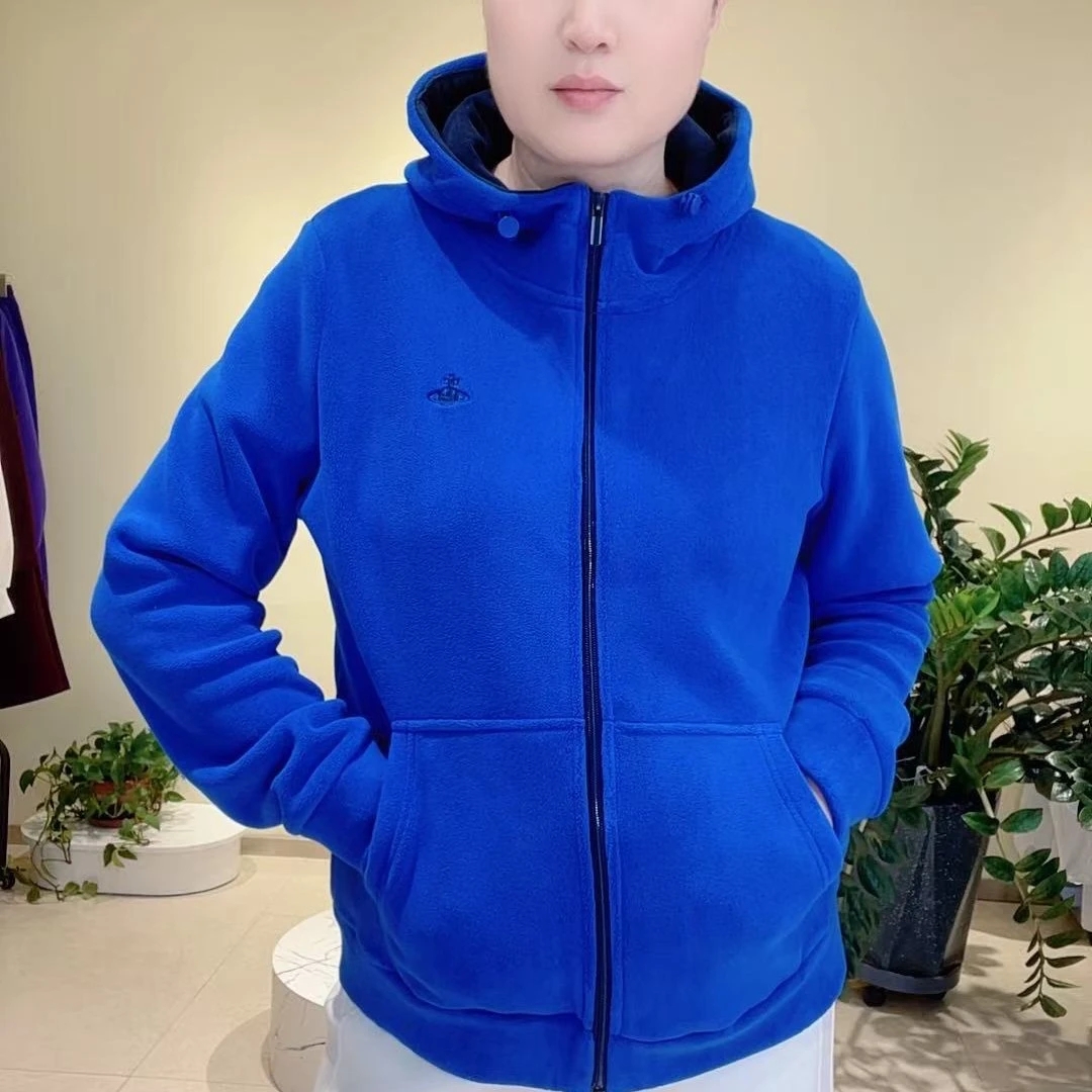 嘉莉丹-2703#加绒加厚款长袖拉链纯色运动连帽上衣