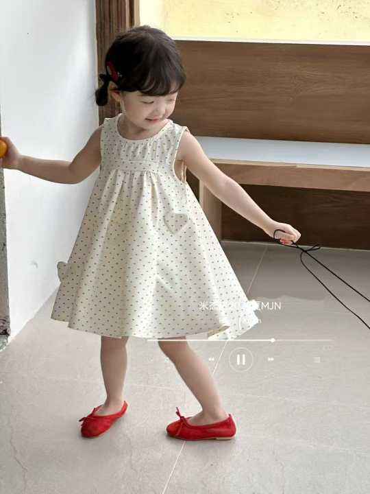 2025女童夏季新款波点无袖连衣裙