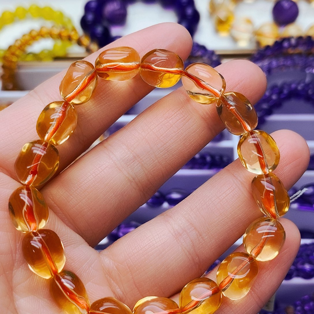 橘***片水晶手串未镶嵌天然