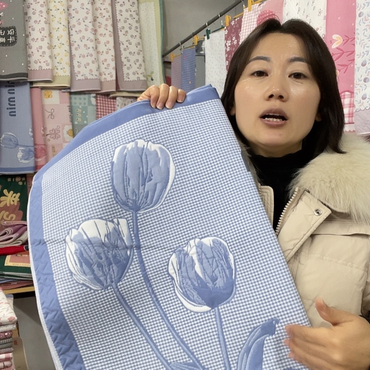 棉特价蓝色郁金香纯棉