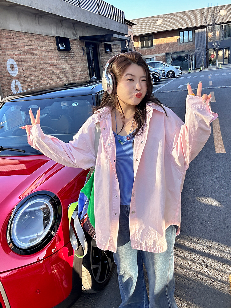 衬衫大外套/胖mm大码这个粉很推荐！很春天！