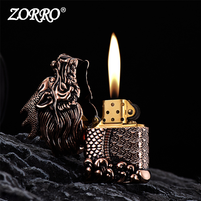 包邮佐罗帝王龙重盔甲铜壳高端砂轮防风批