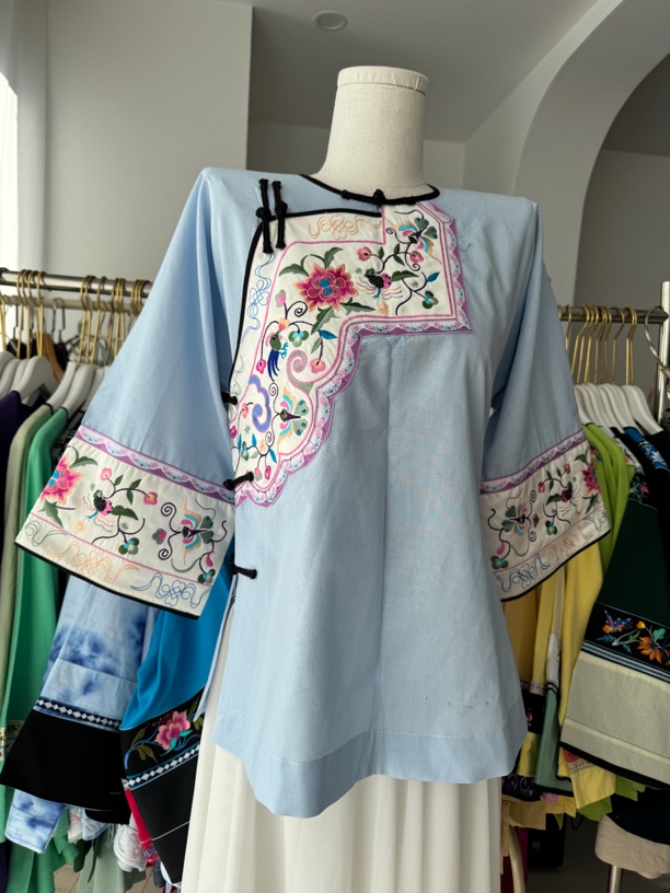 苗族传统刺绣单件上衣复古立领民族风表演服饰