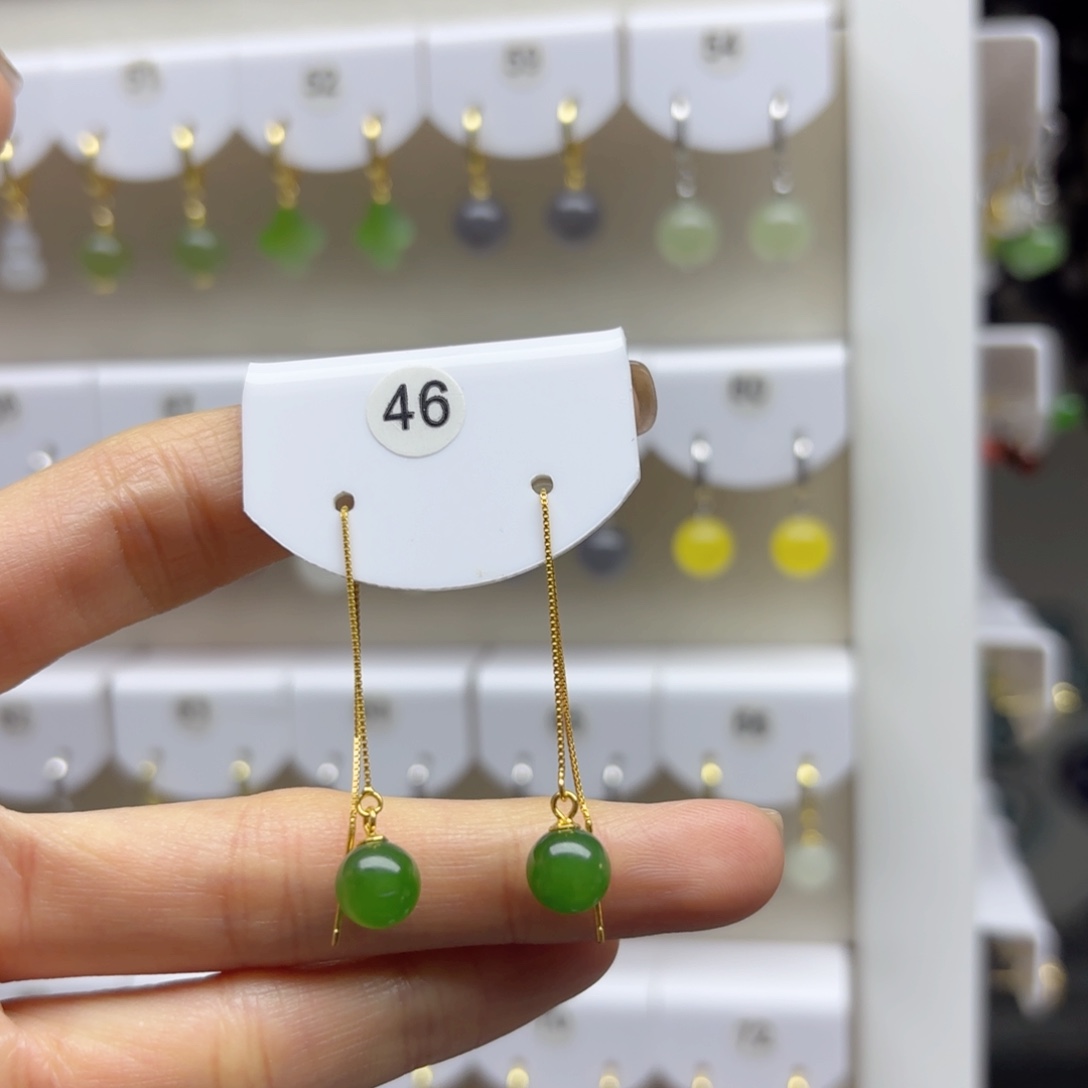 银S925镶嵌和田玉耳饰