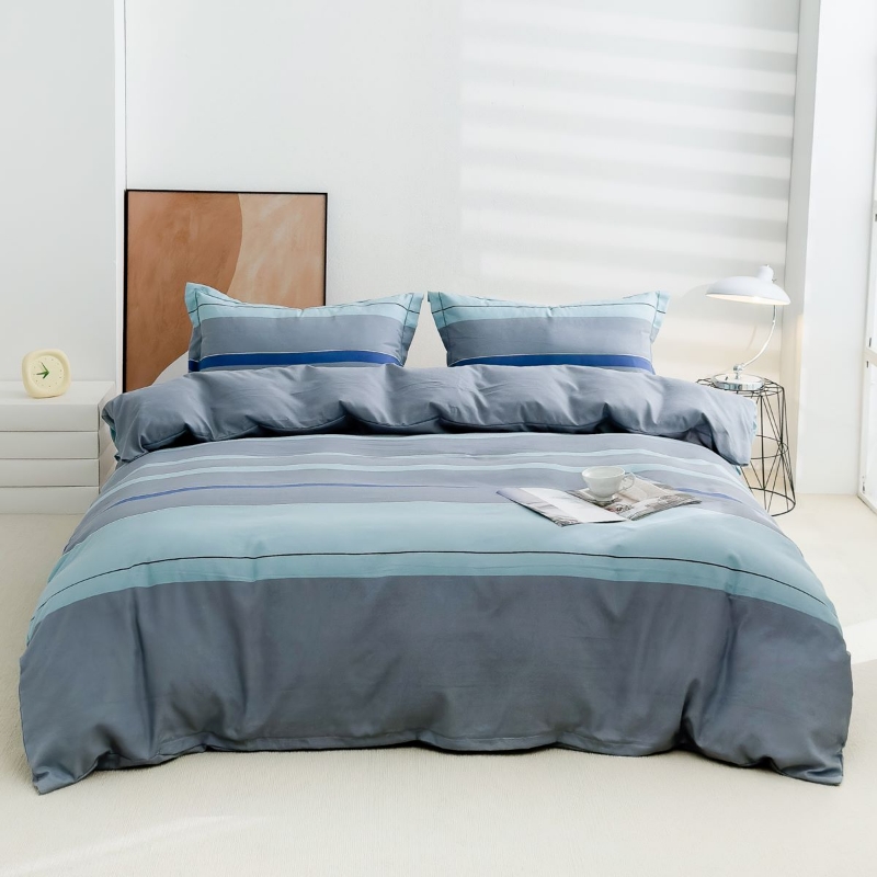 100%斜纹纯棉轻奢亲肤四件套床单被套高支高密印花简约